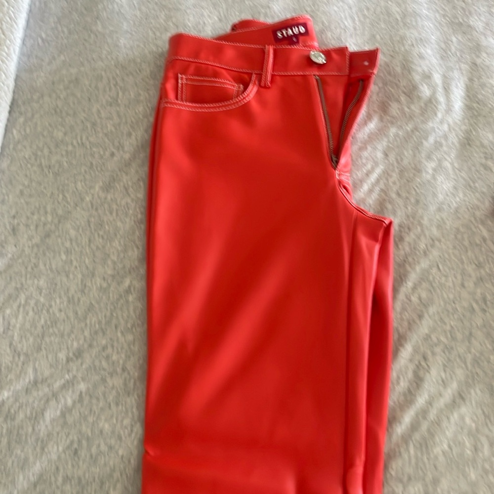 Vegan leather straight pant